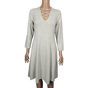 Torrid Women's 3/4 Sleeve Knit Neutral Colored Dress in a Size 1 (14/16)